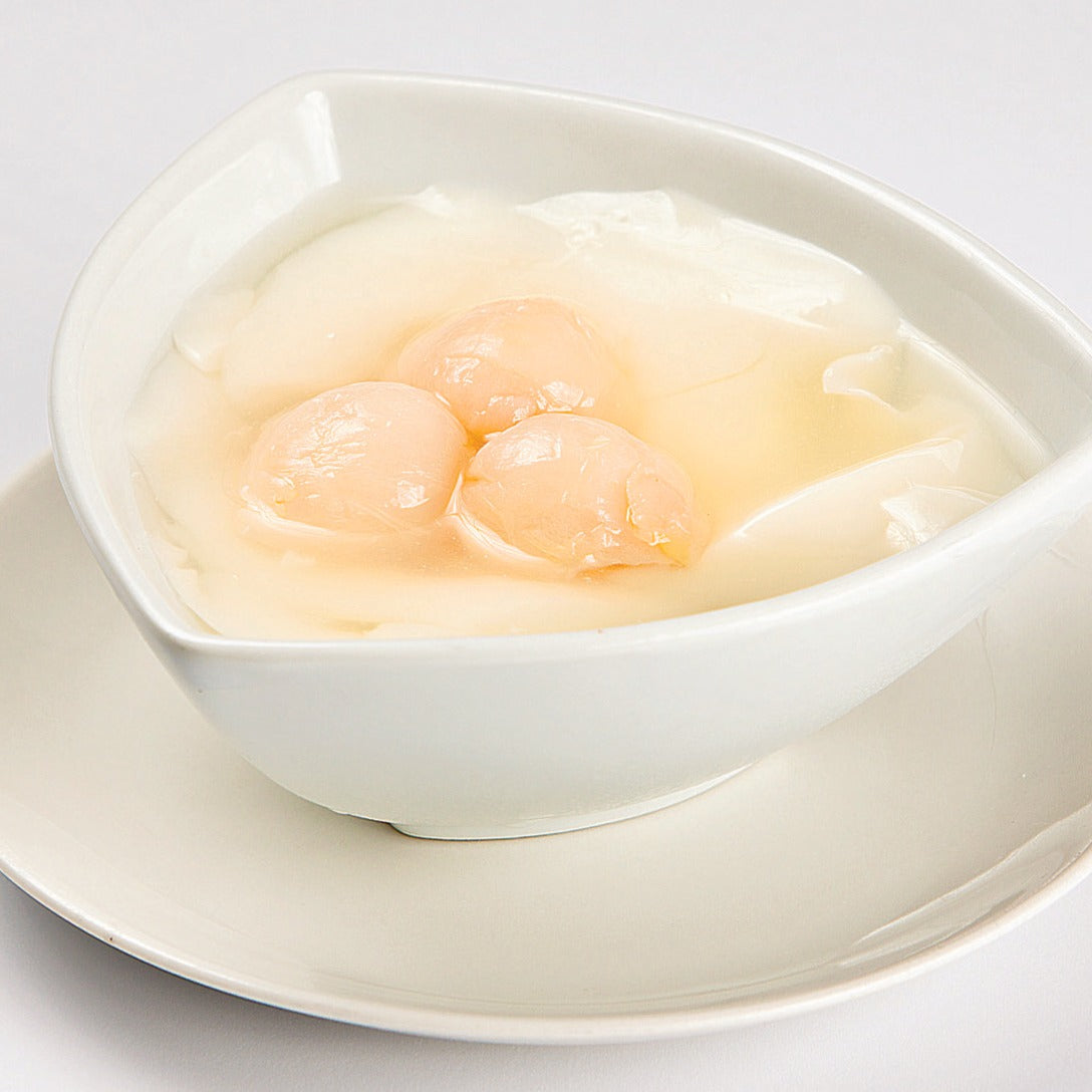 Cool Almond Jelly with Lychee