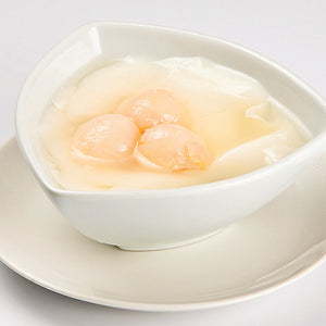 Cool Almond Jelly with Lychee