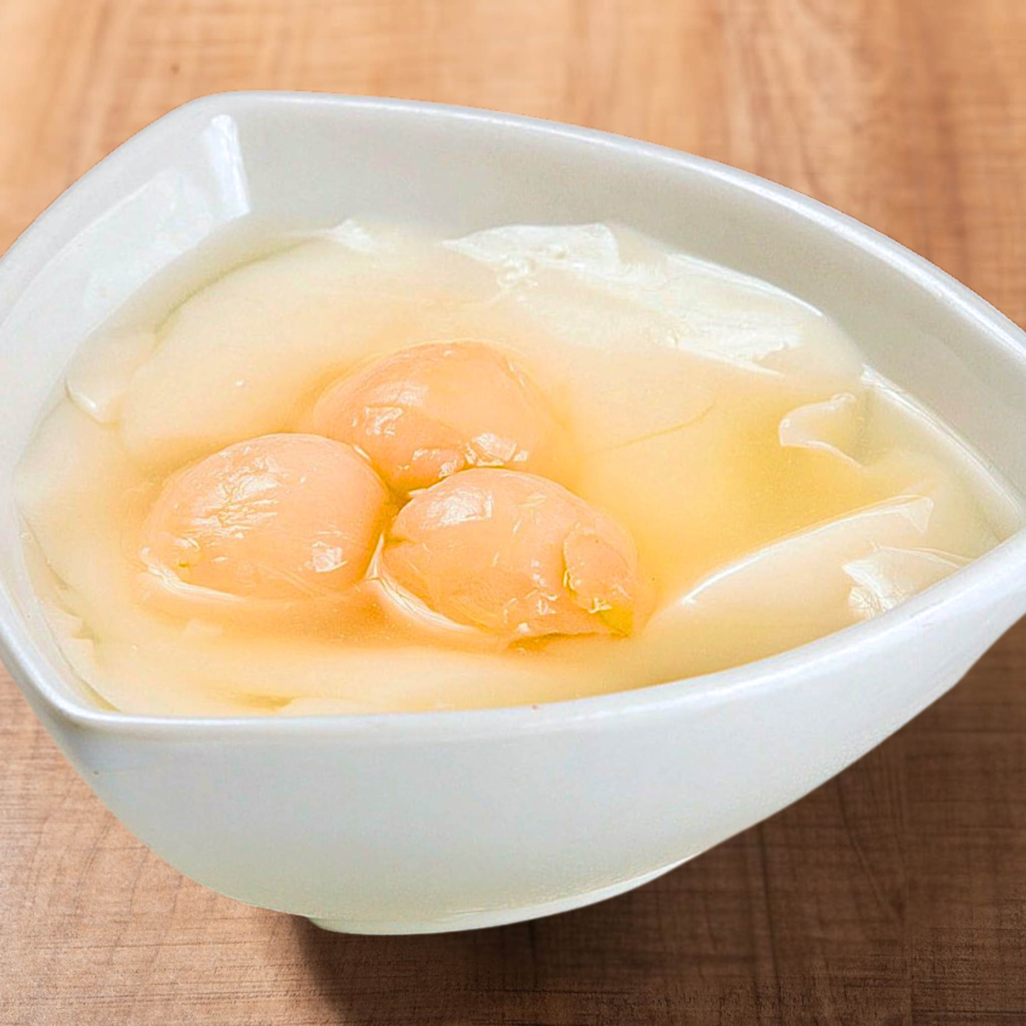 Cool Almond Jelly with Lychee